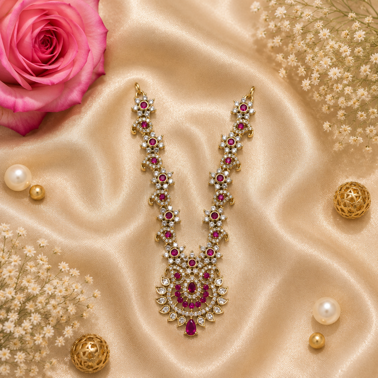 Ruby Vaijyanti Necklace Set