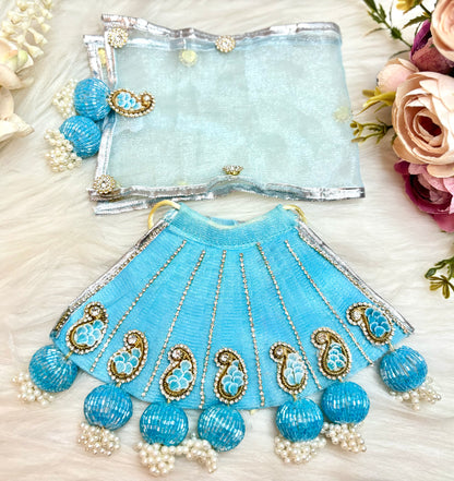 Laxmi ji & Ganesh ji Set Skyblue Lehenga & Dhoti