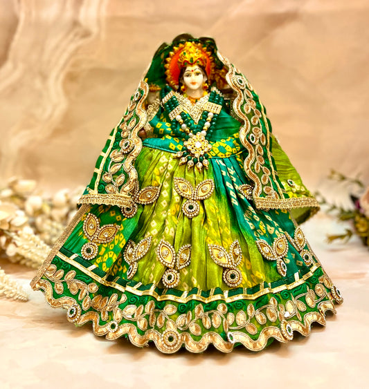 Durga Mata Rani Lehenga, Choli & Duppatta ( 3 piece set) - Green Bandhej