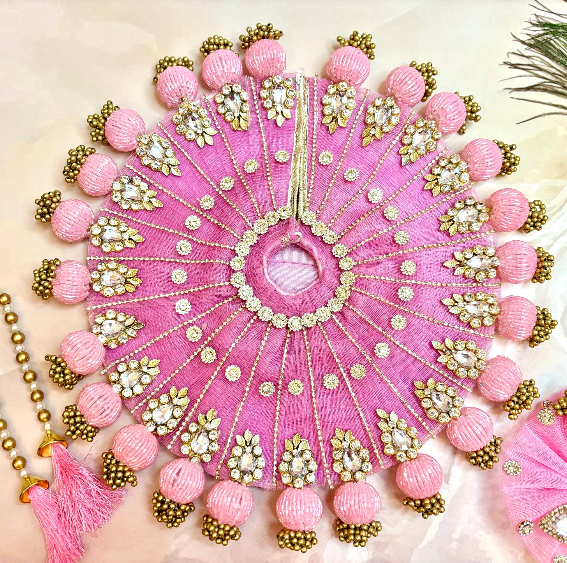 Light Pink Ball Laddu Gopal Dress (4 piece set)