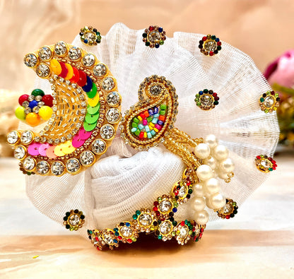 Holi Special White Laddu Gopal Dress ( Get 1 Necklace & 1 Patka Free) - 5 Piece Set