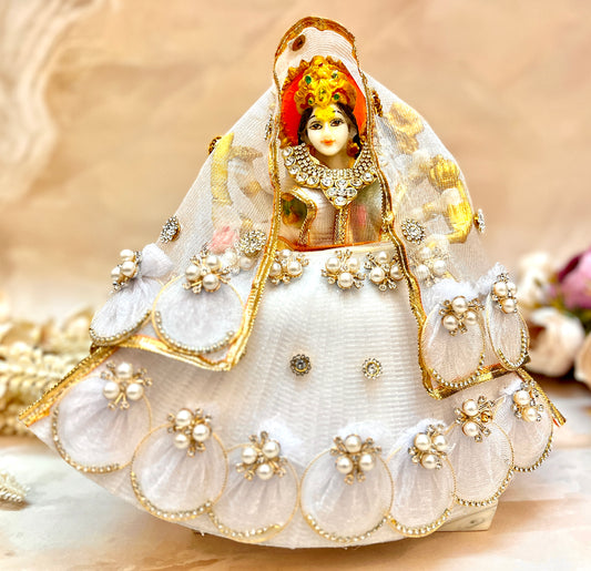Mata Rani Sparkling White Lehenga, choli & Duppatta- 3 piece set