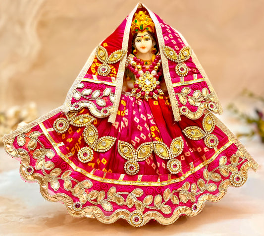 Mata Rani Lehenga & Patka ( 2 piece set) - Pink Bandhej