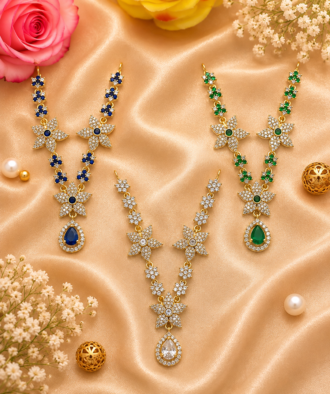 Yamuna Neel Necklace Set (Pack of 3)