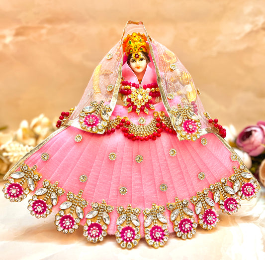 Mata Rani Pink Flower Lehenga, choli & Duppatta- 3 piece set