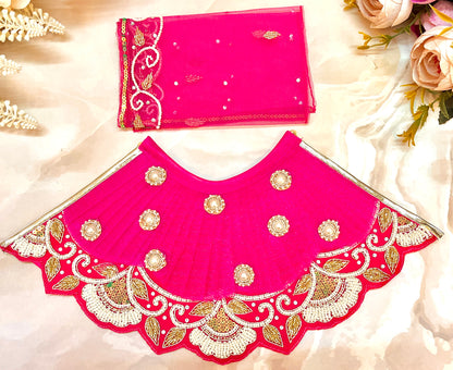Luxe - Mata Rani Pink Pearl & Sequence Lehenga, choli & Duppatta- 3 piece set
