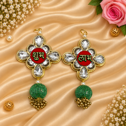 Green Beaded Shubh Labh