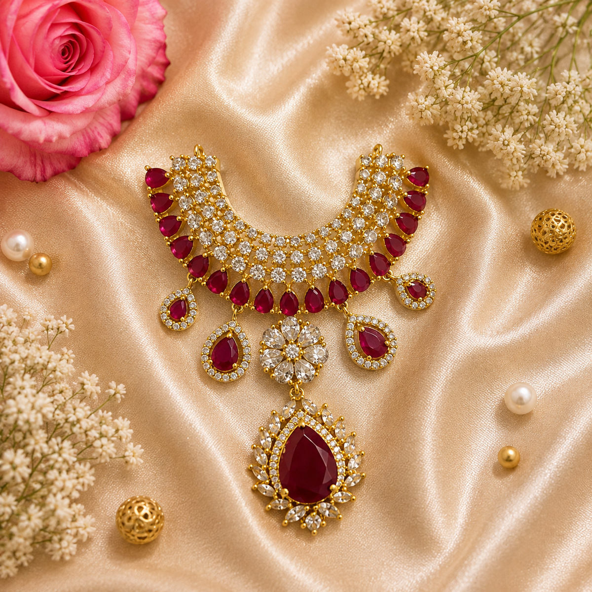 Ruby Dhawal Necklace Set