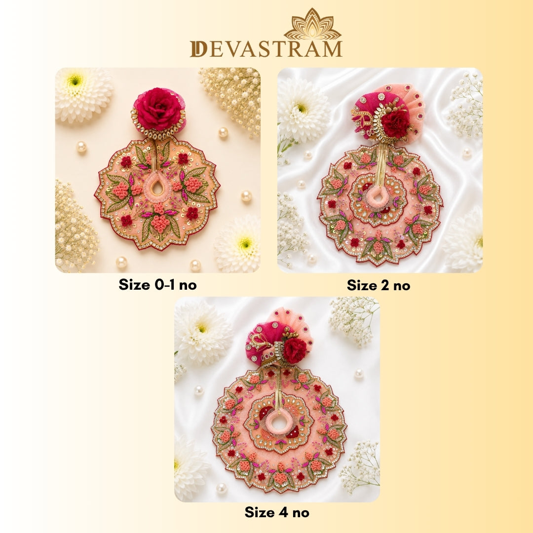 Luxe - Peach Lotus Hand Embroidered Laddu Gopal Dress (4 piece set)