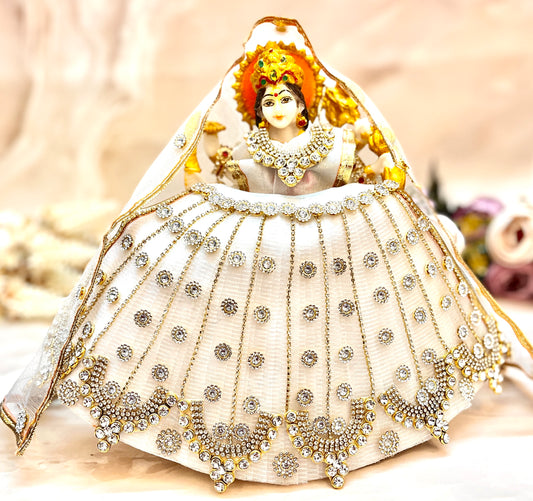 Mata Rani White Lehenga, Choli & Duppatta- 3 piece set