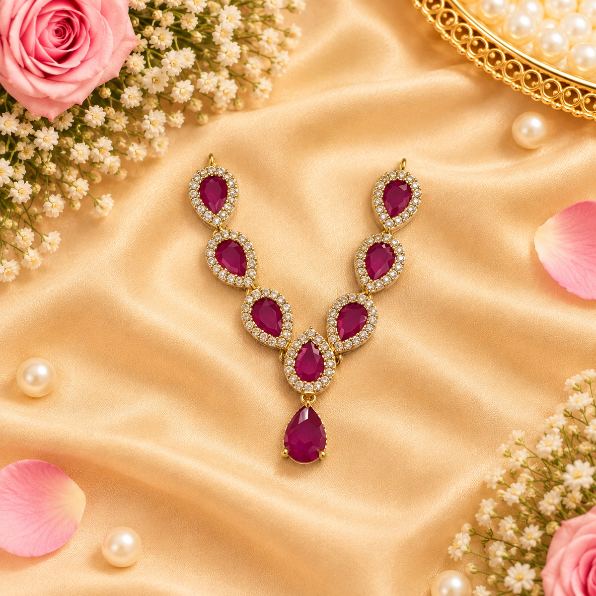Harit Shwet Kusum Necklace Set (Pack of 3)