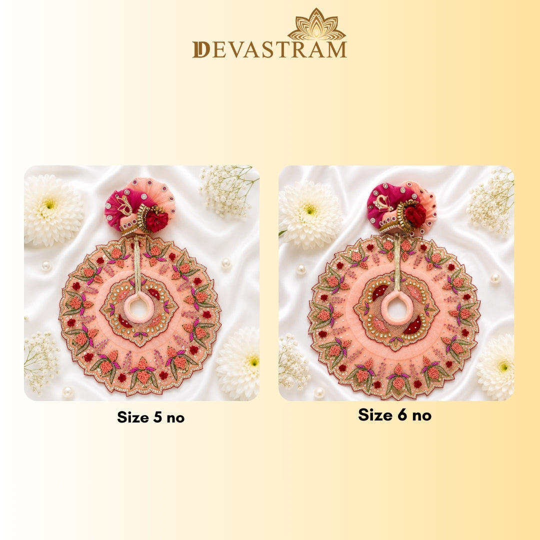 Luxe - Peach Lotus Hand Embroidered Laddu Gopal Dress (4 piece set)