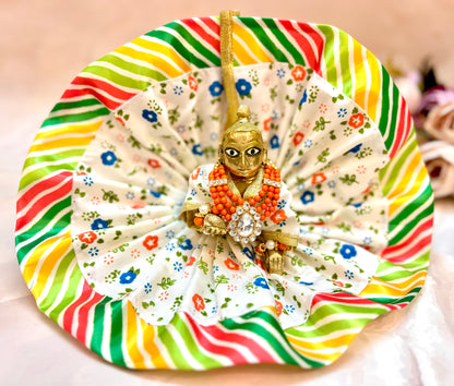 Leheriya Laddu Gopal Cotton Dress Pink & Green (Pack of 2)