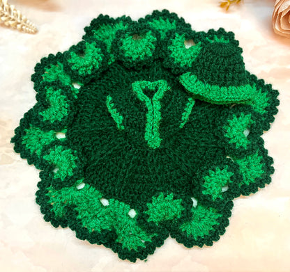 Green Woollen Laddu Gopal Dress with Woollen Cap