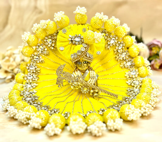Pastel Yellow Heavy Jerken Laddu Gopal Dress