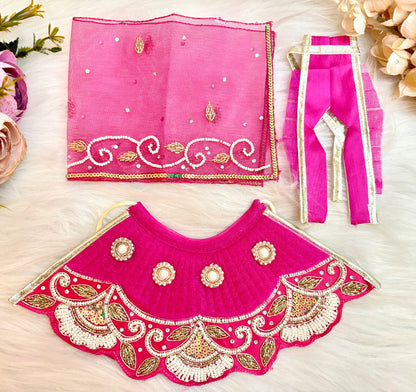 Luxe - RK / Yugal Sarkar/ Laxmi ji & Ganesh ji Set Pink Pearl & Sequence Lehenga & Dhoti - 6 piece set