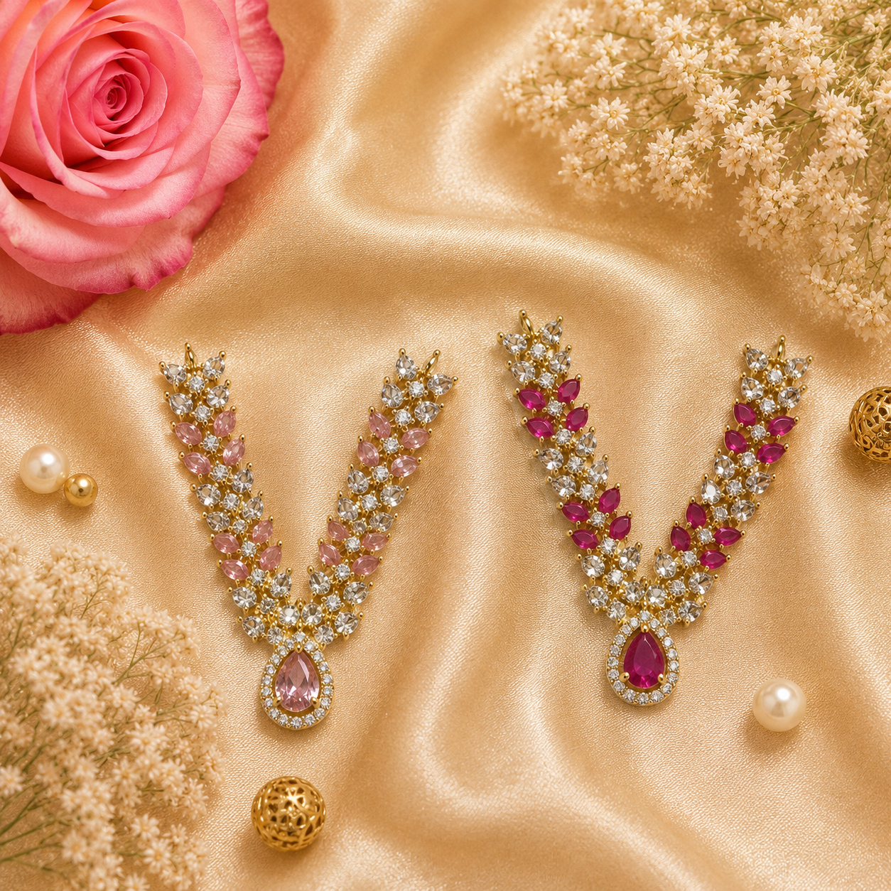 Ruby Manikya Necklace Set (Pack of 2)