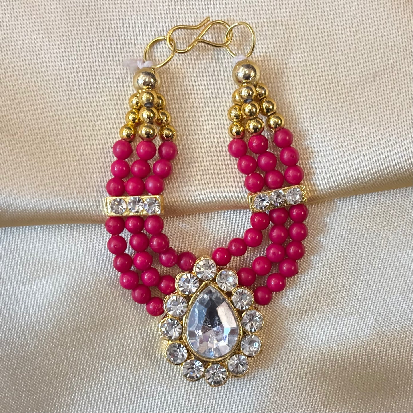 Dark Pink Stone Necklace / Haar for laddu gopal ji