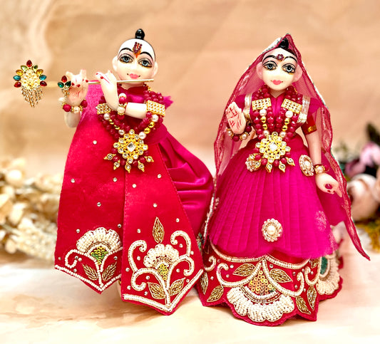 Luxe - RK / Yugal Sarkar/ Laxmi ji & Ganesh ji Set Pink Pearl & Sequence Lehenga & Dhoti - 6 piece set