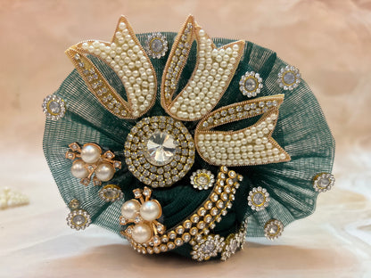 Teej Special Bottle Green Laddu Gopal Dress (4 piece set)