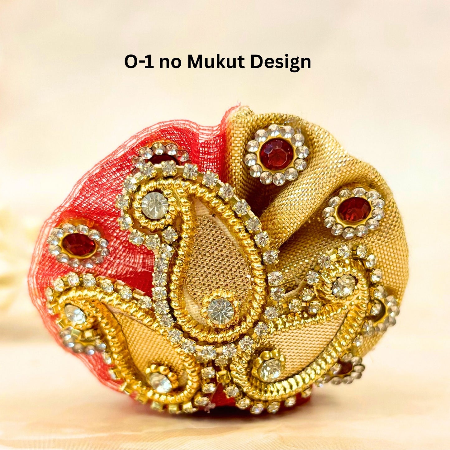 Luxe - Golden Red Leaf Hand Embroidered Laddu Gopal Dress (5 piece set)
