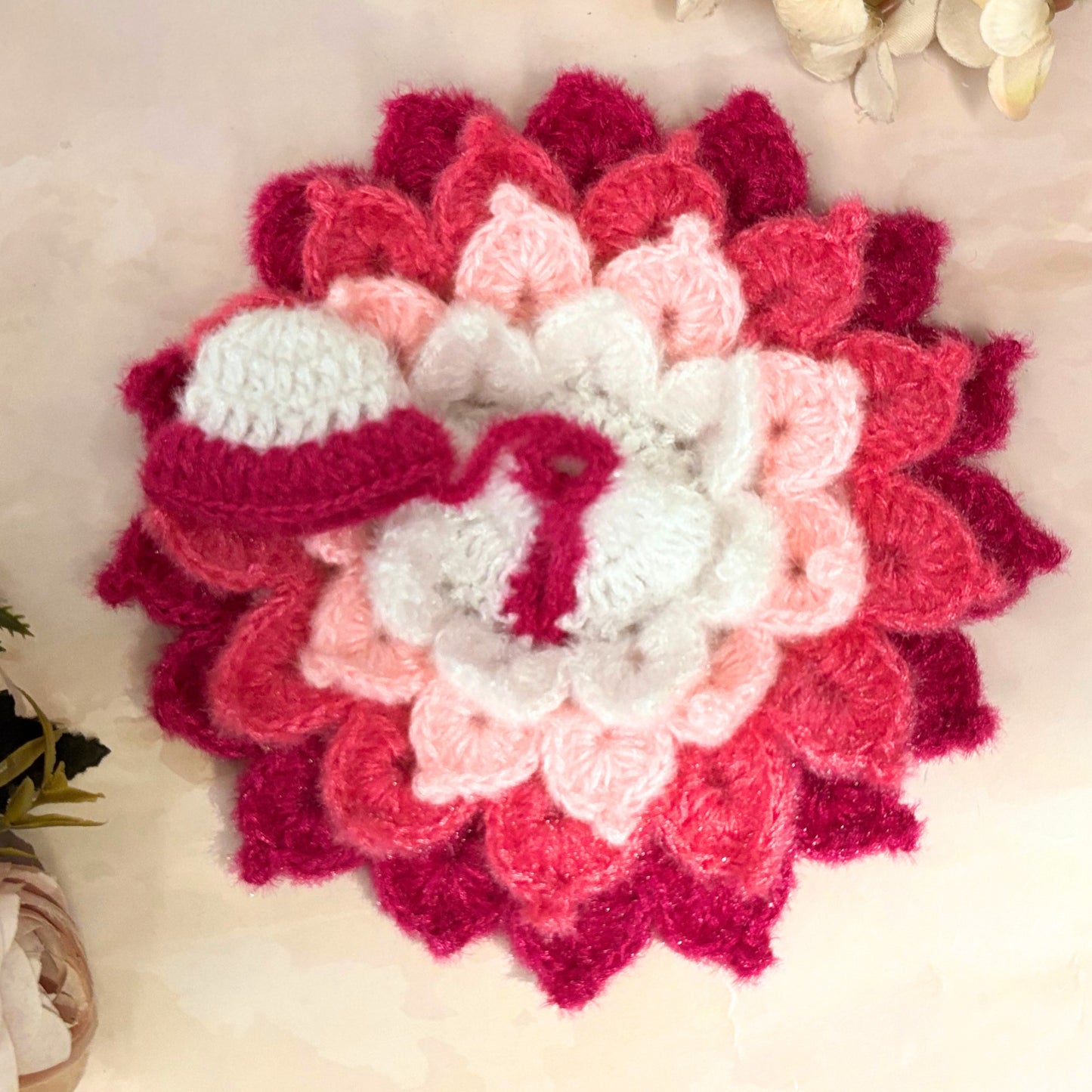 Magenta & White Lotus Woollen Laddu Gopal Dress