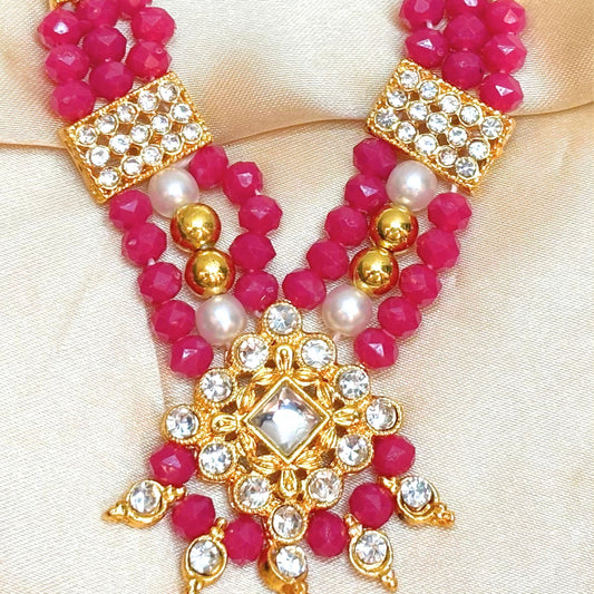Magenta Jerken Necklace / Haar for Mata Rani, Laddu Gopal, RK (5no - 7n0)