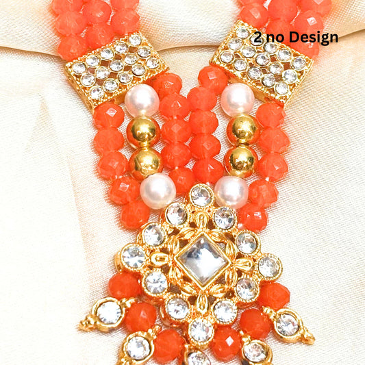 Light Orange Jerken Necklace / Haar for Mata Rani, Laddu Gopal, RK (5no - 7n0)