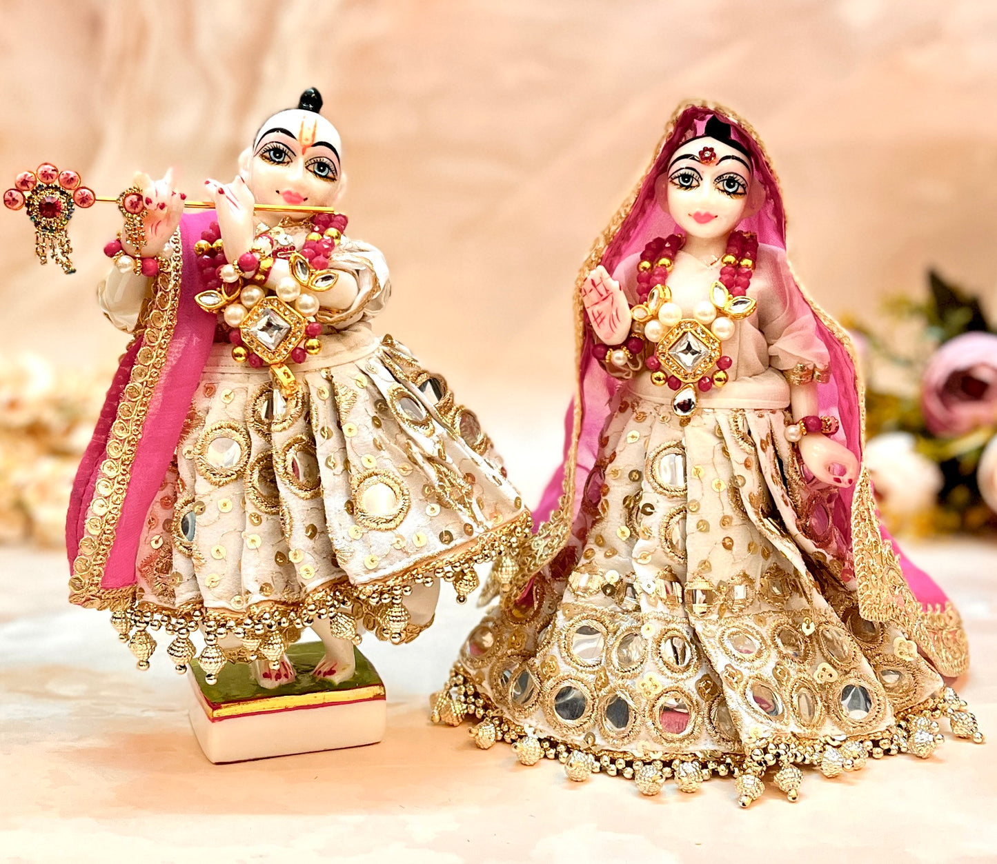Iskcon Inspired Chandrika Roop Radhe Krishna Dress - 7 piece set