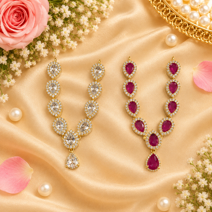 Ruby Shwet Kusum Necklace Set (Pack of 2)
