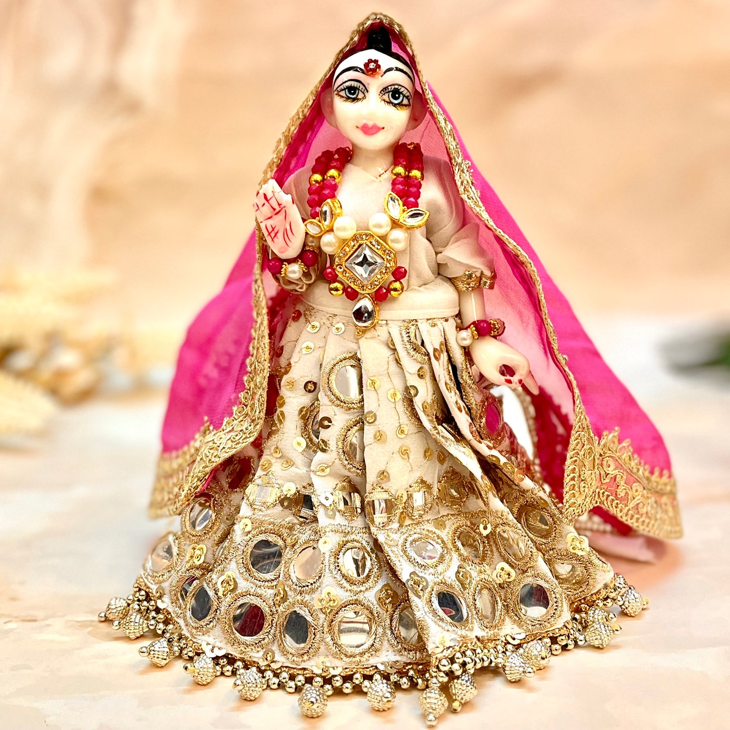Iskcon Inspired Chandrika Roop Radhe Krishna Dress - 7 piece set