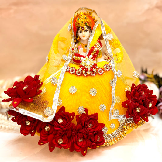 Mata Rani Yellow & Maroon Lehenga, choli & Duppatta- 3 piece set