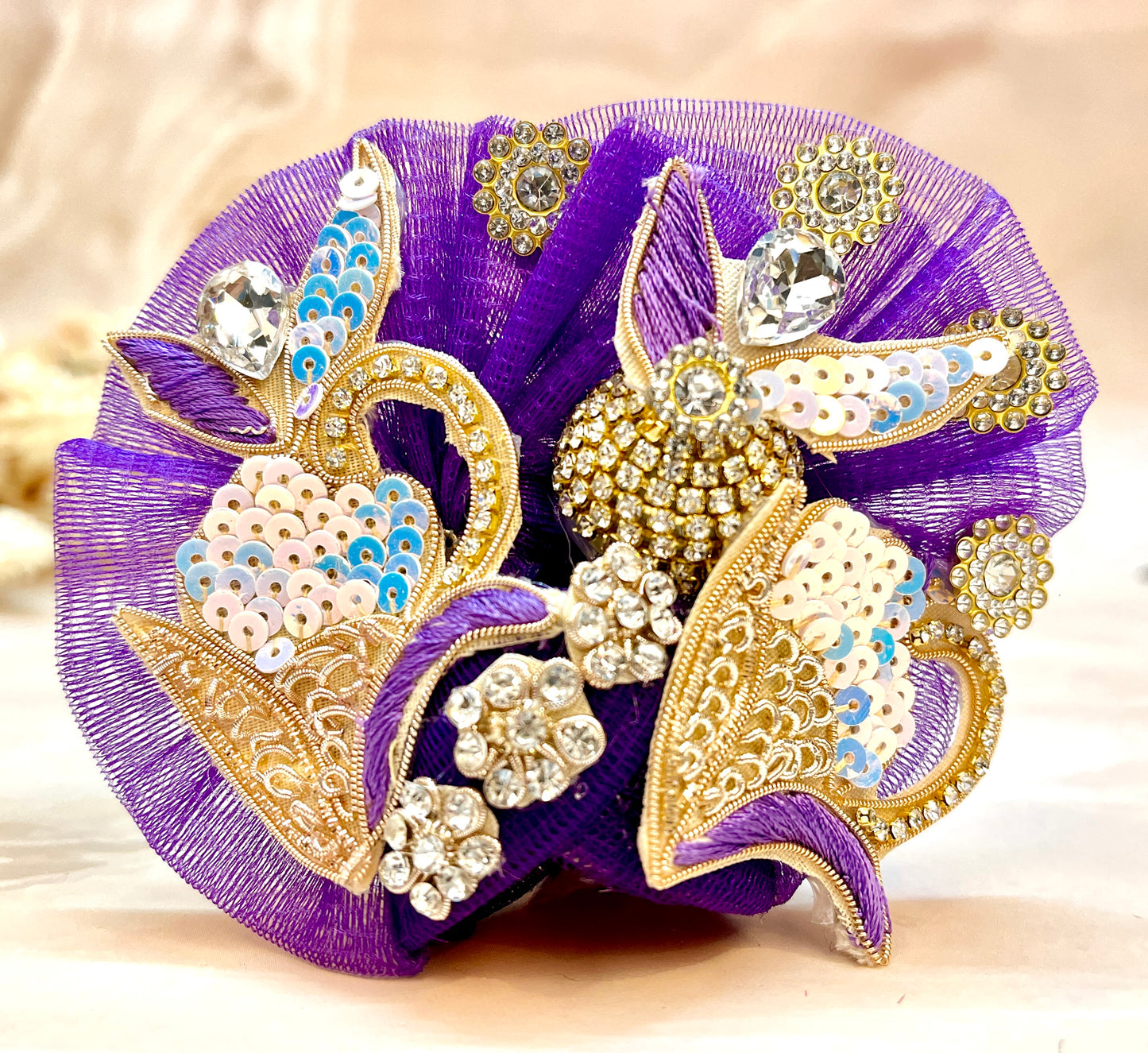 Dark Purple Sequence Laddu Gopal Dress