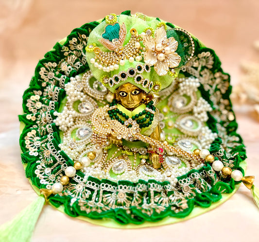 Teej Special Green Laddu Gopal Dress (4 piece set)