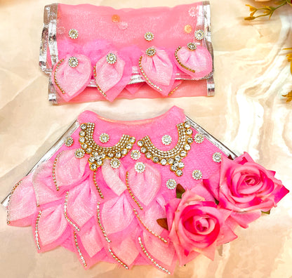 Mata Rani Pink Rose Lehenga, choli & Duppatta- 3 piece set