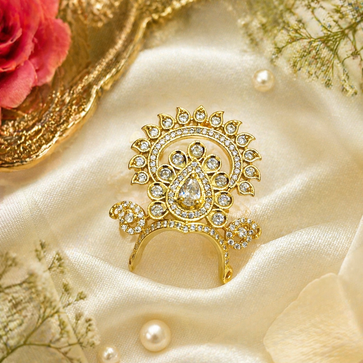 Surya Mayur crystal stone mukut for Laddu Gopal Ji 