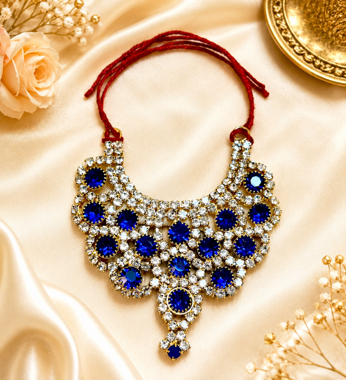Blue Heavy Stone Jerken Necklace / Haar for laddu gopal ji (4no - 6no)