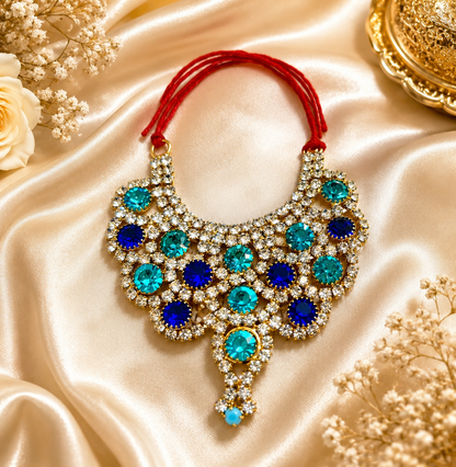 Sky Blue Heavy Stone Jerken Necklace / Haar for laddu gopal ji (4 no - 6 no )
