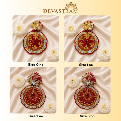 Luxe - Golden Red Leaf Hand Embroidered Laddu Gopal Dress (5 piece set)