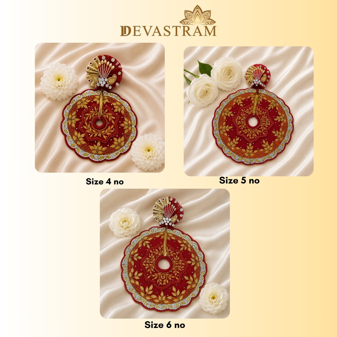 Luxe - Golden Red Leaf Hand Embroidered Laddu Gopal Dress (5 piece set)