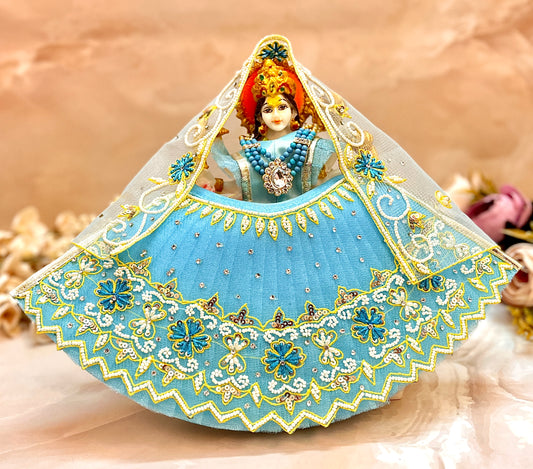 Luxe - Mata Rani Sky blue Pearl Lehenga, choli & Duppatta- 3 piece set