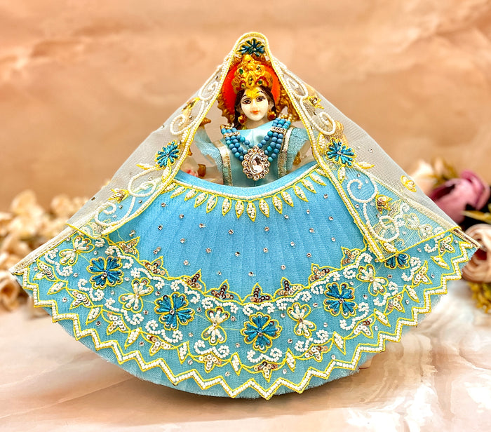Luxe - Mata Rani Sky blue Pearl Lehenga, choli & Duppatta- 3 piece set