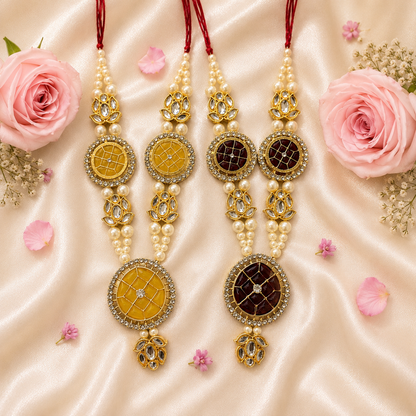 Moti Kundan Necklace Set(Pack of 2)