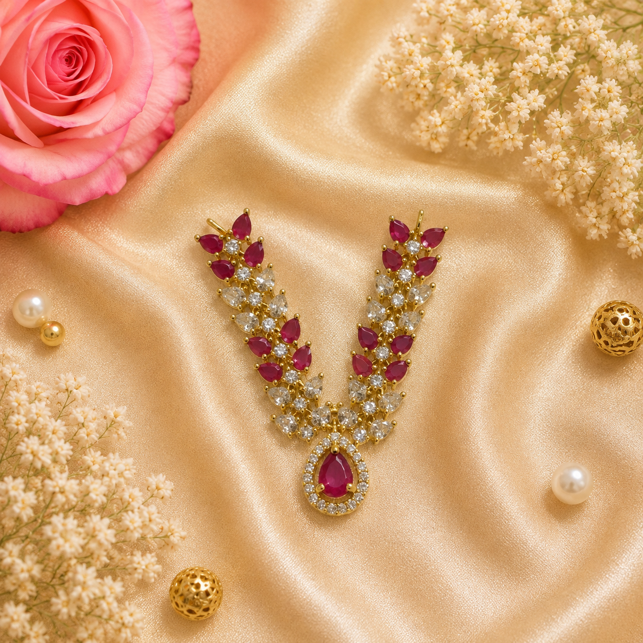 Ruby Manikya Necklace Set (Pack of 2)