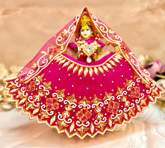 Luxe - Mata Rani Magenta Pearl Lehenga, choli & Duppatta- 3 piece set
