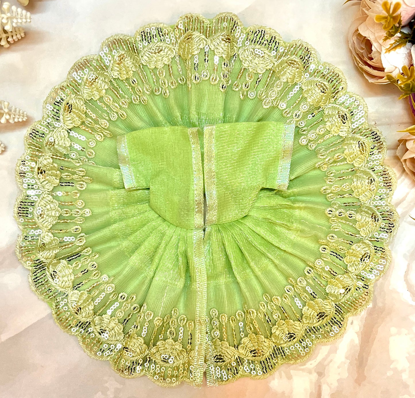 Laddu Gopal Net Sequence Green & Pink (Pack of 2)