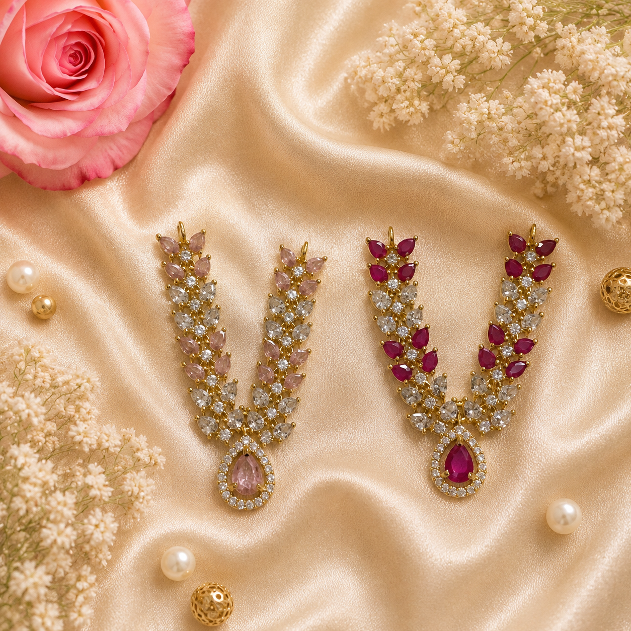 Ruby Manikya Necklace Set (Pack of 2)