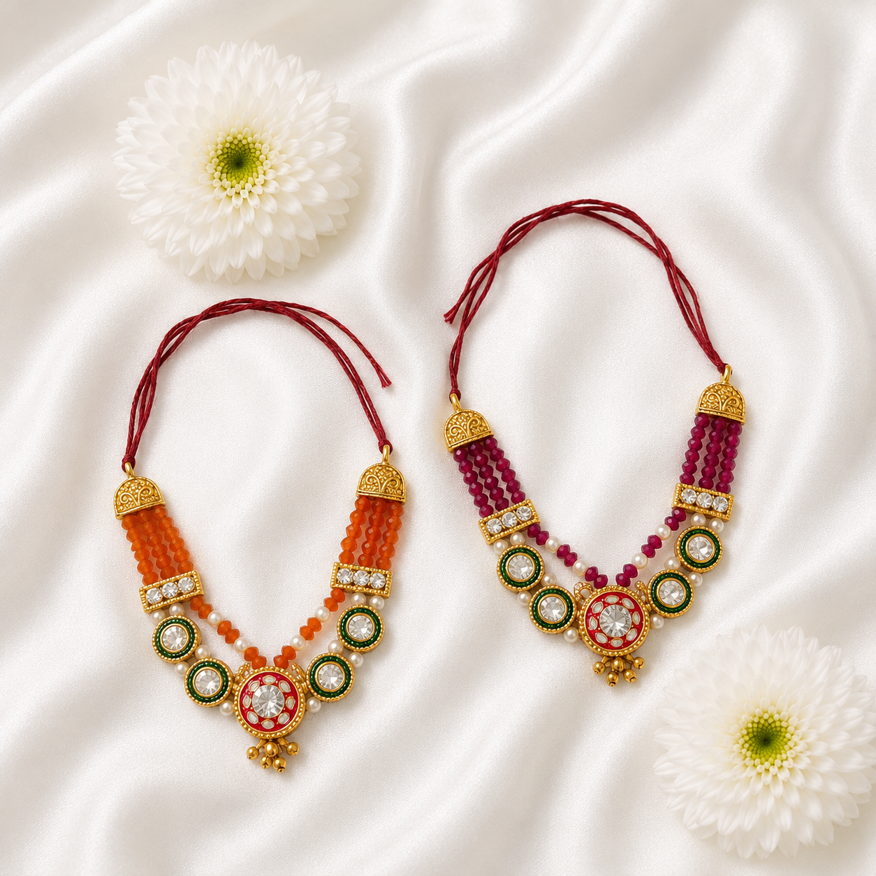 Keshari Ruby Necklace Set(Pack of 2)
