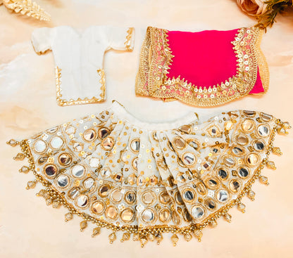 Iskcon Inspired Chandrika Roop Radhe Krishna Dress - 7 piece set