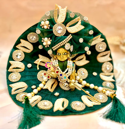 Teej Special Bottle Green Laddu Gopal Dress (4 piece set)